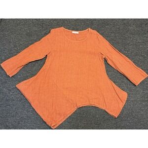 Bryn Walker Orange Linen Blouse Top Summer Long Sleeve Women's Small✨✨